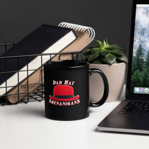 Dad Hat Shenanigans Podcast Black Glossy Mug - Image 2