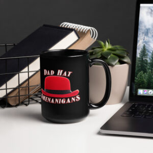 Dad Hat Shenanigans Podcast Black Glossy Mug